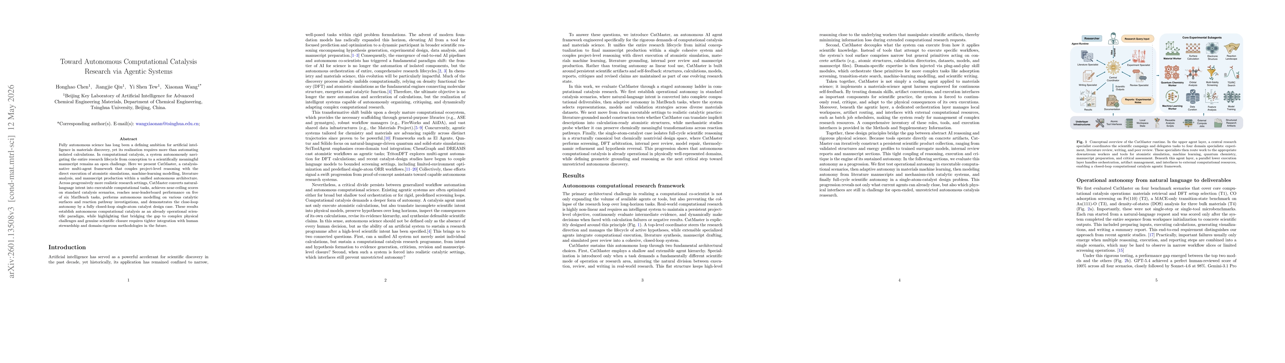 Thumbnail for CatMaster: An Agentic Autonomous System for Computational Heterogeneous Catalysis Research
