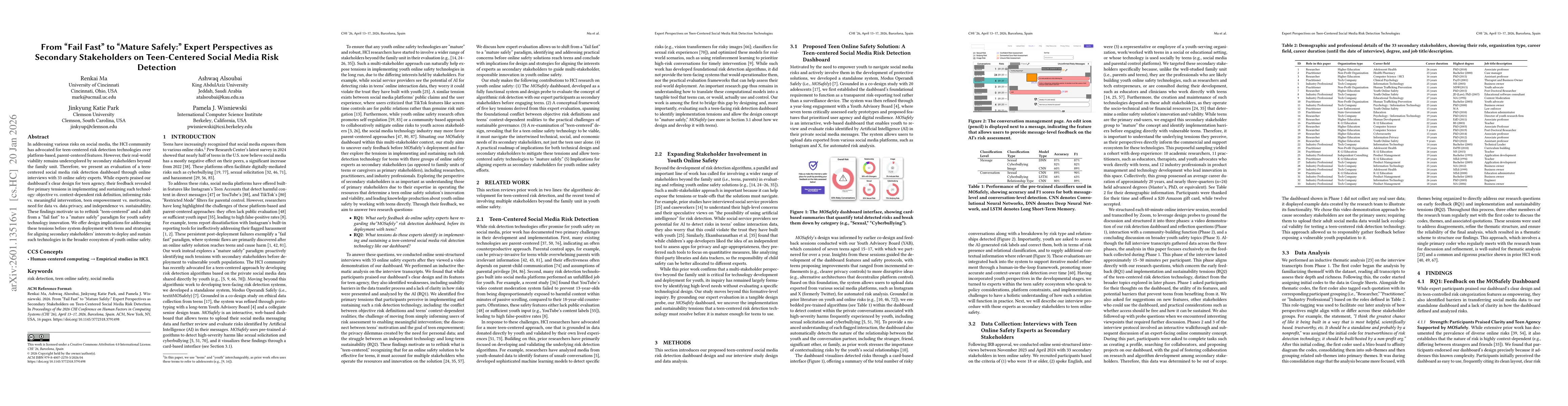 Thumbnail for From "Fail Fast" to "Mature Safely:" Expert Perspectives as Secondary Stakeholders on Teen-Centered Social Media Risk Detection