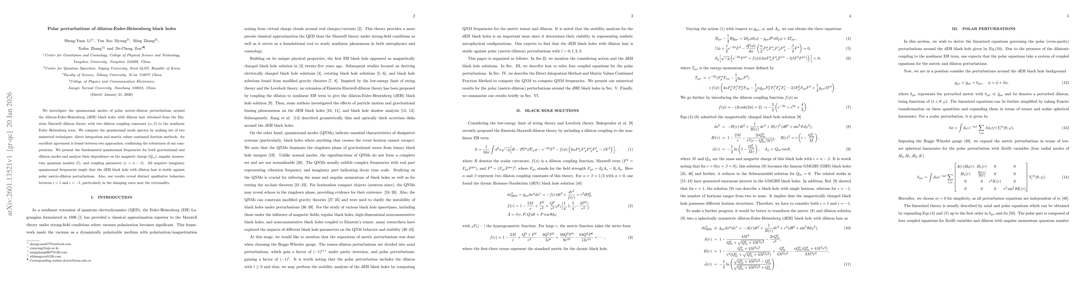 Thumbnail for Polar perturbations of dilaton-Euler-Heisenberg black holes
