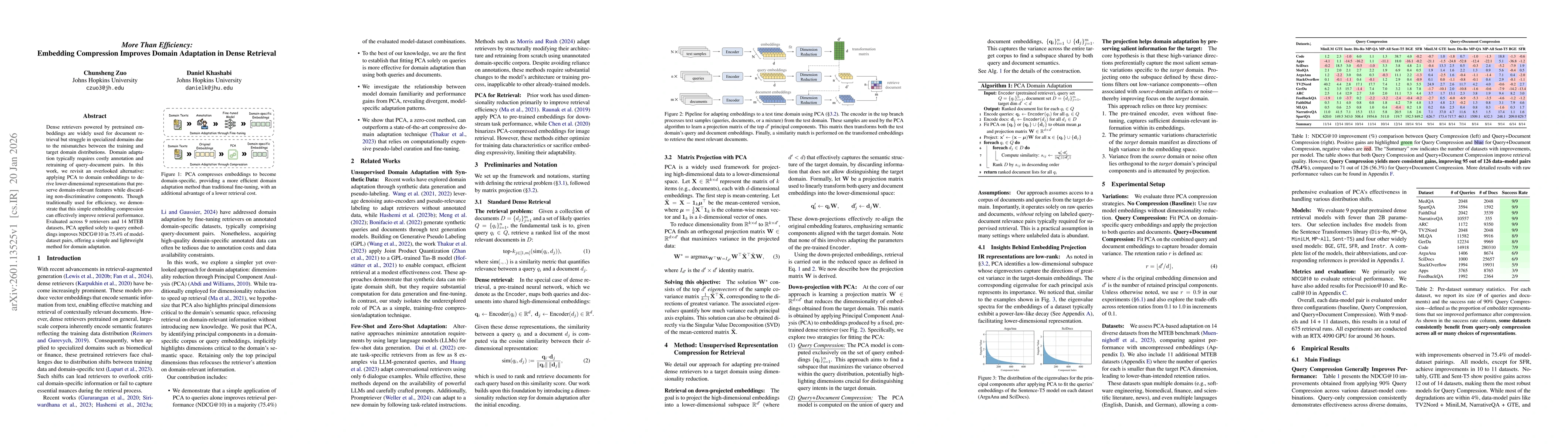 Thumbnail for More Than Efficiency: Embedding Compression Improves Domain Adaptation in Dense Retrieval