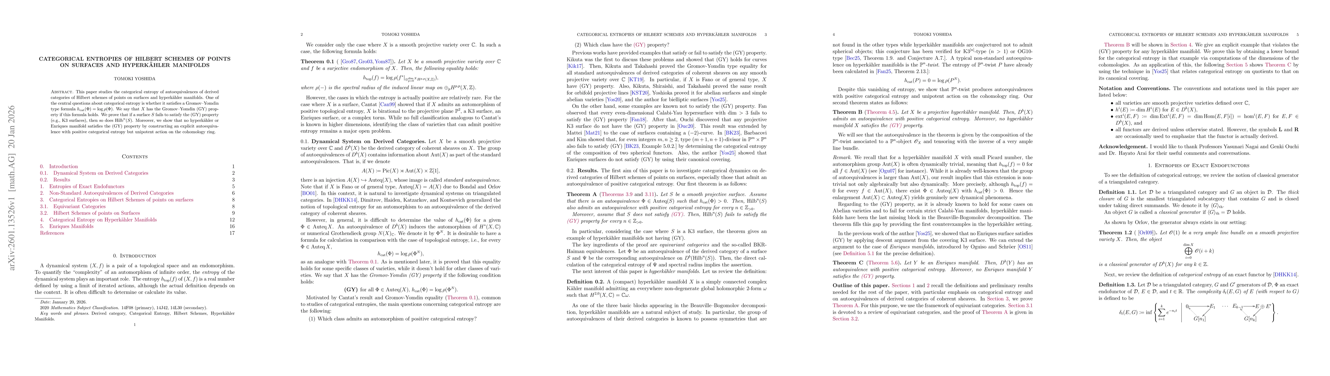 Thumbnail for Categorical Entropies of Hilbert Schemes of Points on Surfaces and Hyperkähler Manifolds