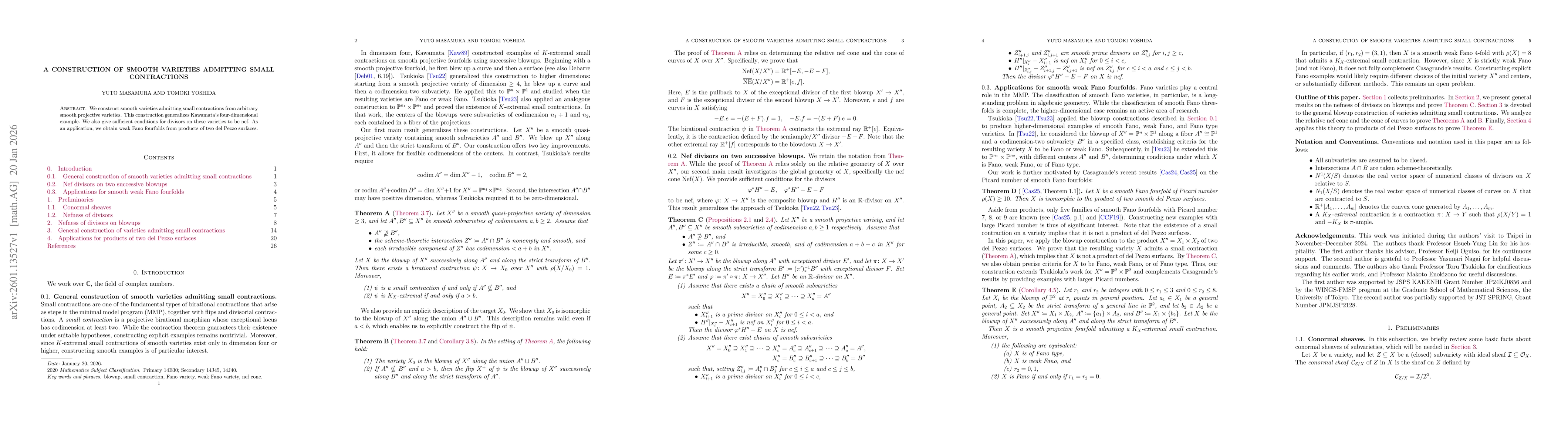 Thumbnail for A construction of smooth varieties admitting small contractions