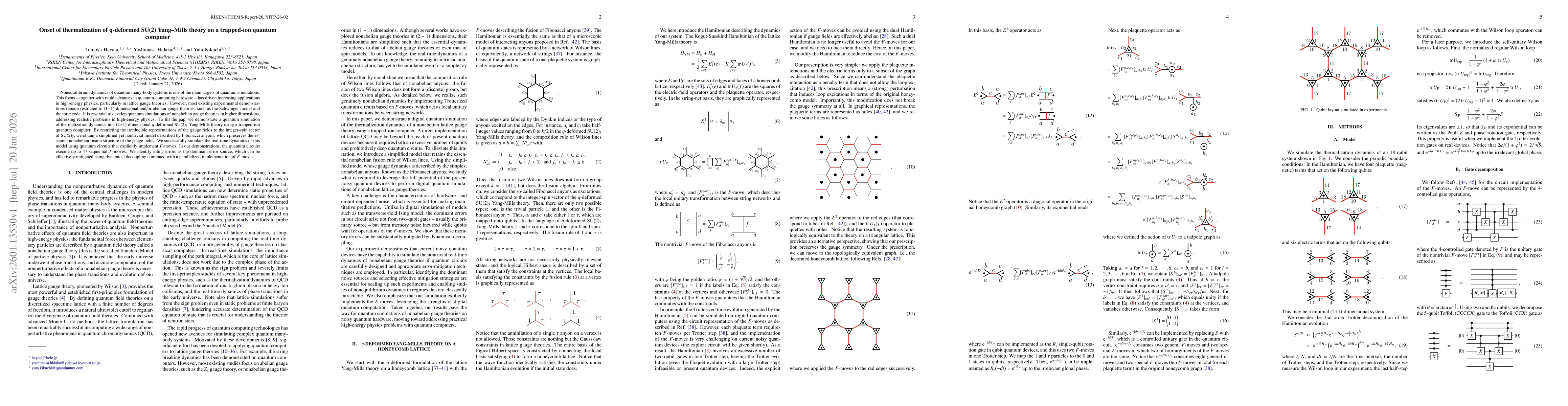 Thumbnail for Onset of thermalization of q-deformed SU(2) Yang-Mills theory on a trapped-ion quantum computer
