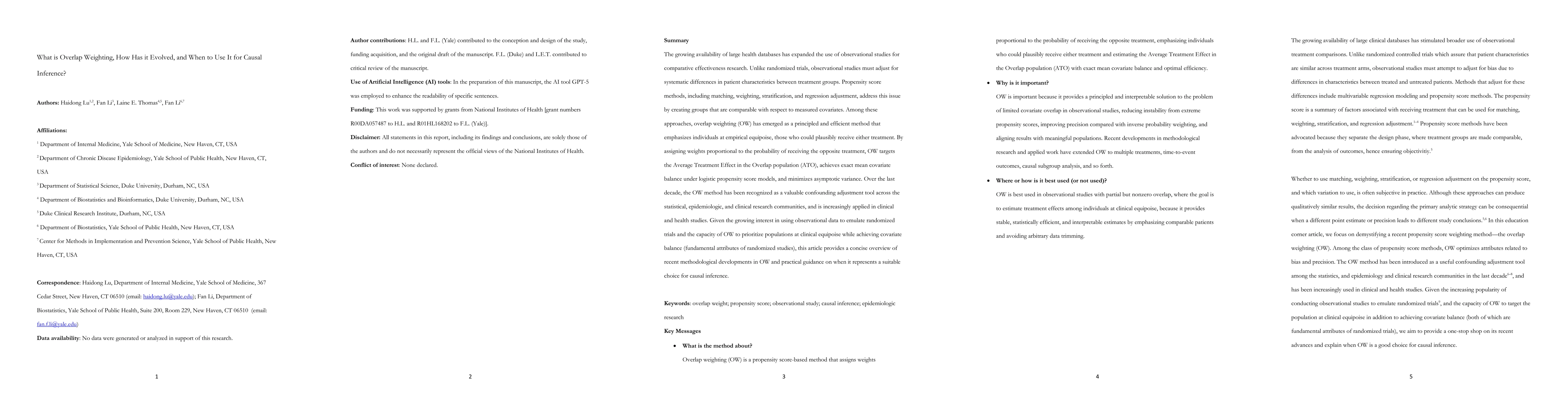 Thumbnail for What is Overlap Weighting, How Has it Evolved, and When to Use It for Causal Inference?