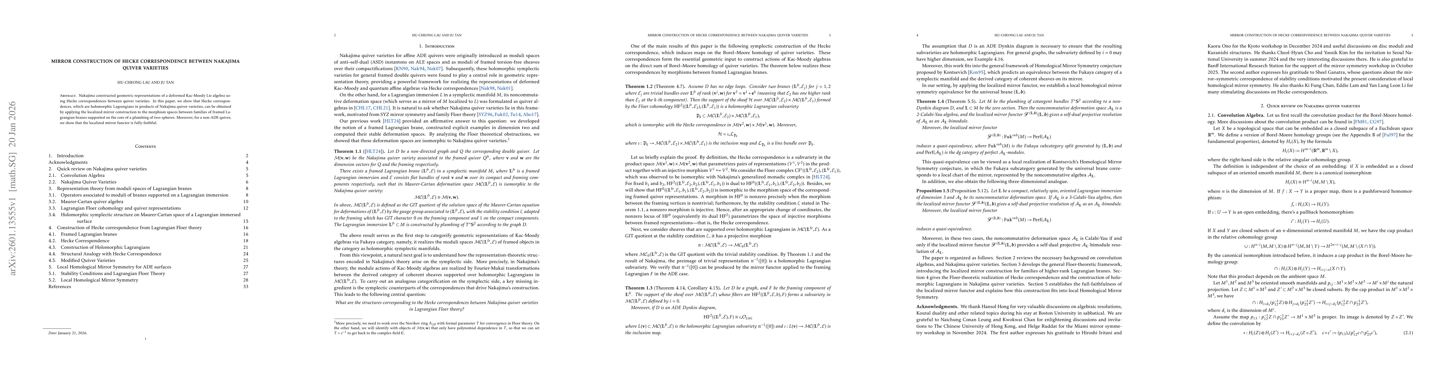 Thumbnail for Mirror construction of Hecke correspondence between Nakajima quiver varieties