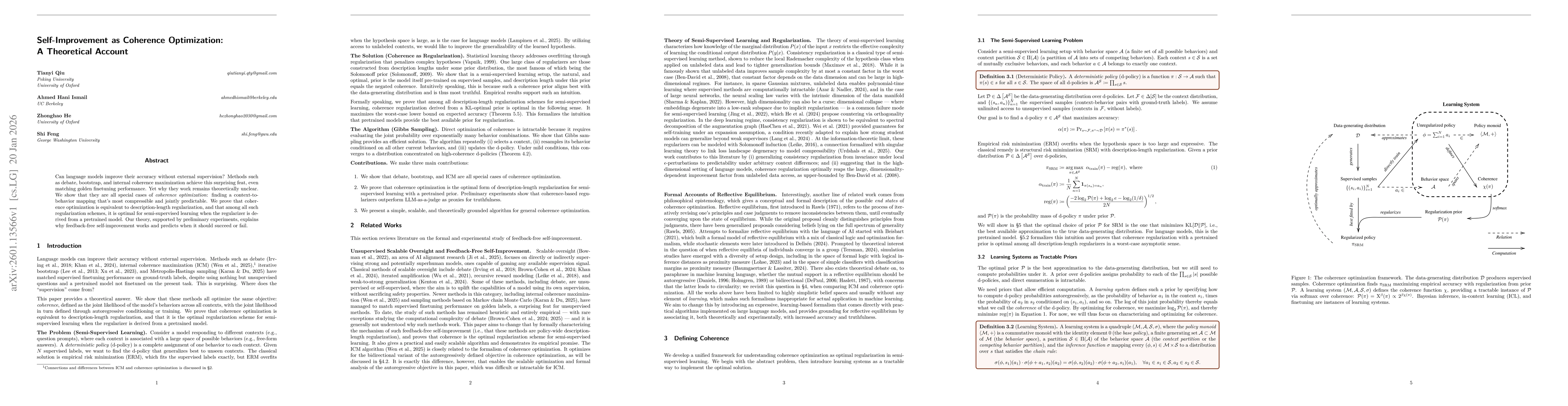 Thumbnail for Self-Improvement as Coherence Optimization: A Theoretical Account