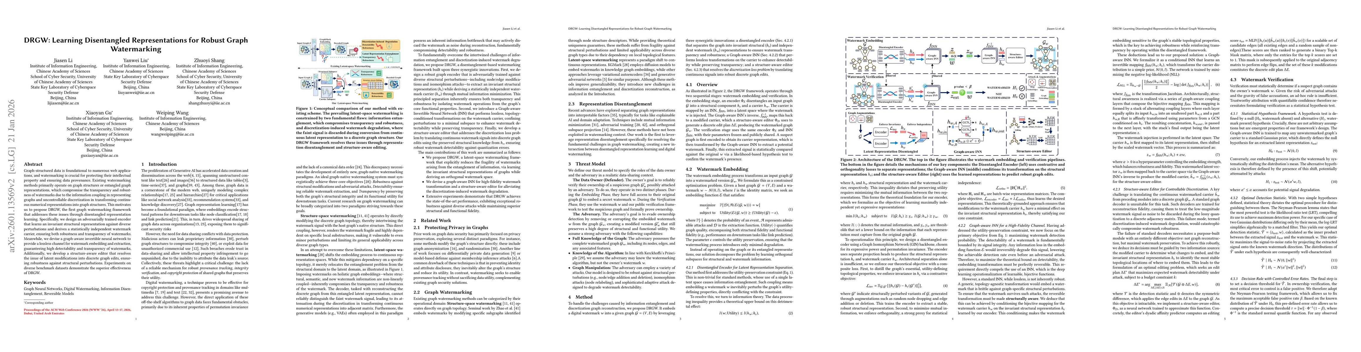 Thumbnail for DRGW: Learning Disentangled Representations for Robust Graph Watermarking