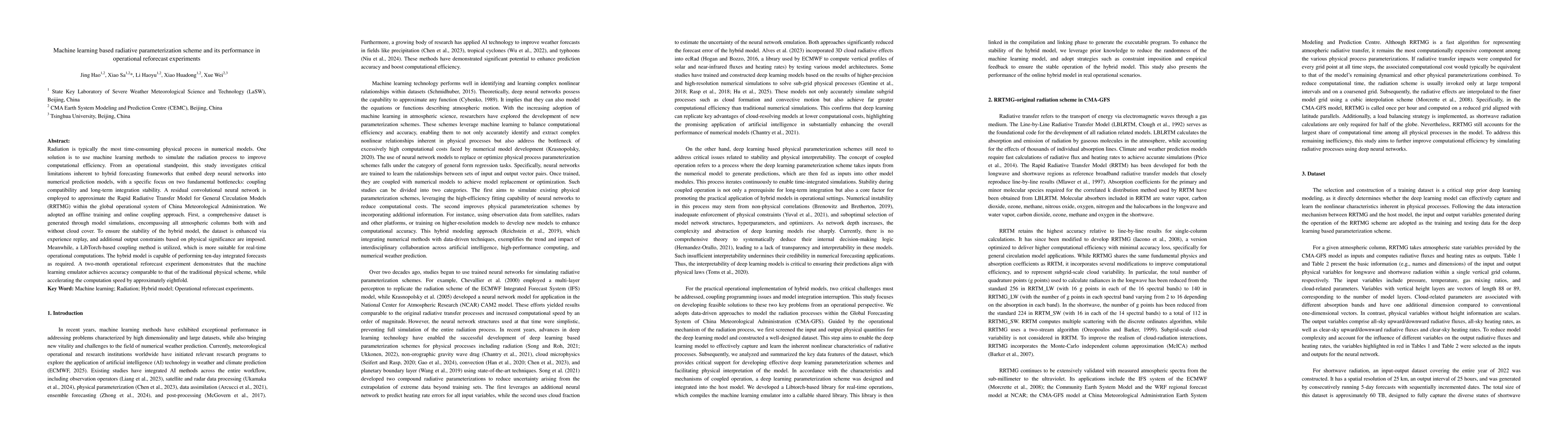 Thumbnail for Machine learning based radiative parameterization scheme and its performance in operational reforecast experiments
