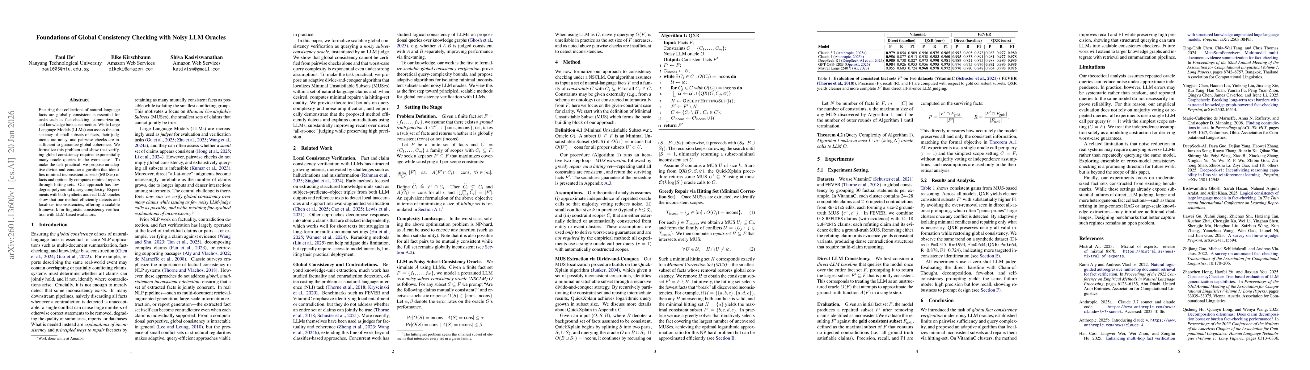 Thumbnail for Foundations of Global Consistency Checking with Noisy LLM Oracles