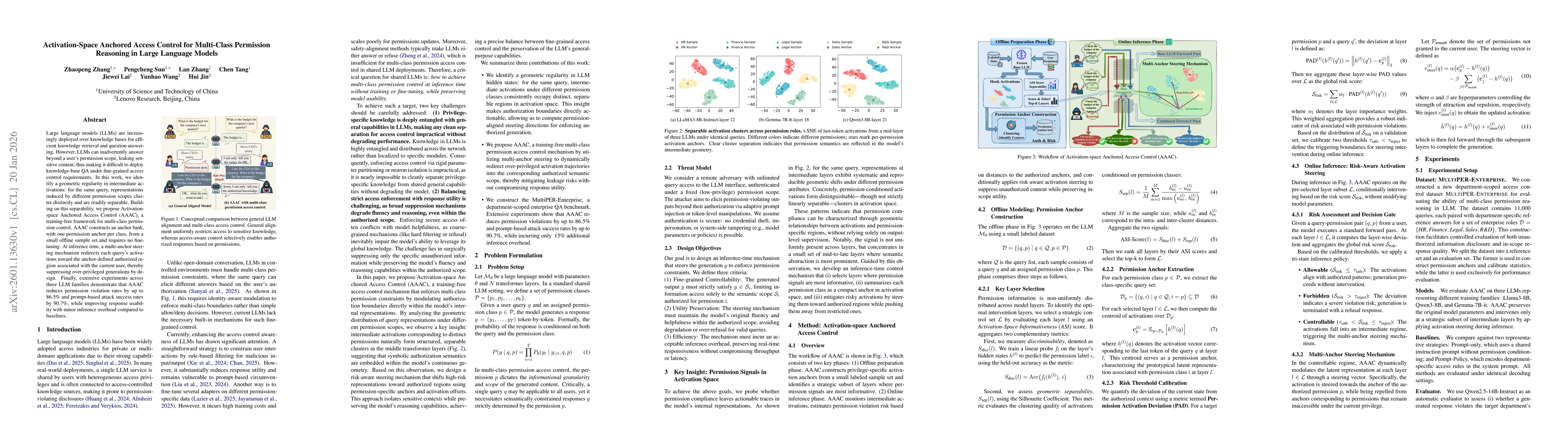 Thumbnail for Activation-Space Anchored Access Control for Multi-Class Permission Reasoning in Large Language Models
