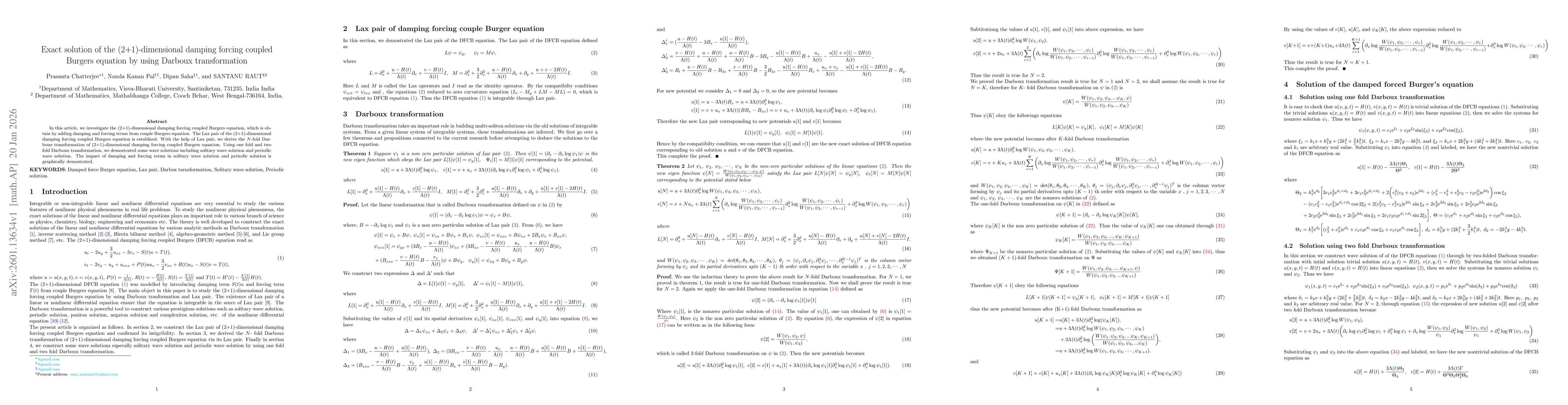 Thumbnail for Exact solution of the (2+1)-dimensional damping forcing coupled Burgers equation by using Darboux transformation