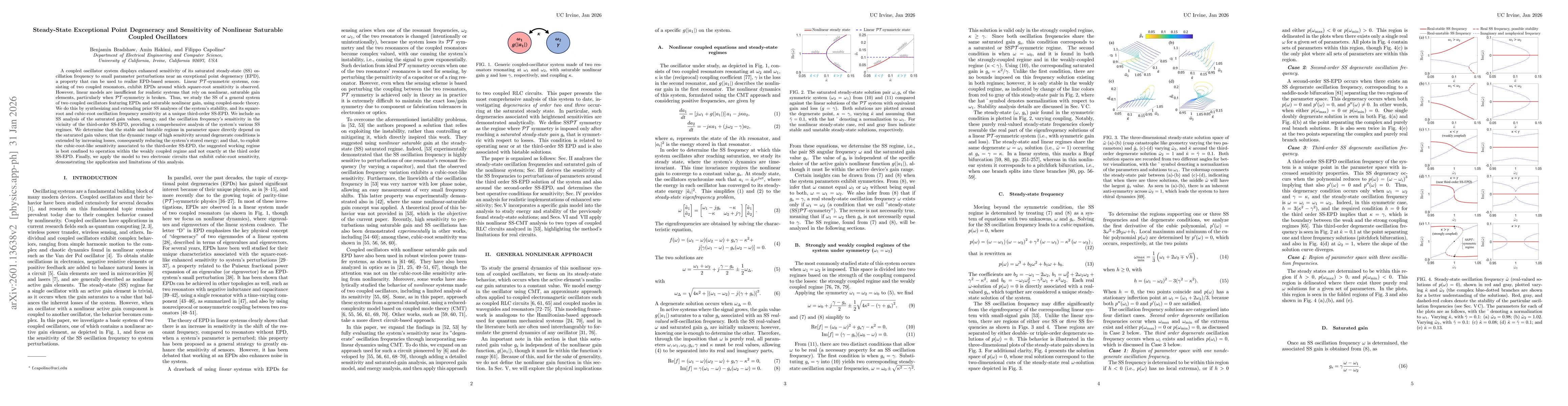 Thumbnail for Steady-State Exceptional Point Degeneracy and Sensitivity of Nonlinear Saturable Coupled Oscillators