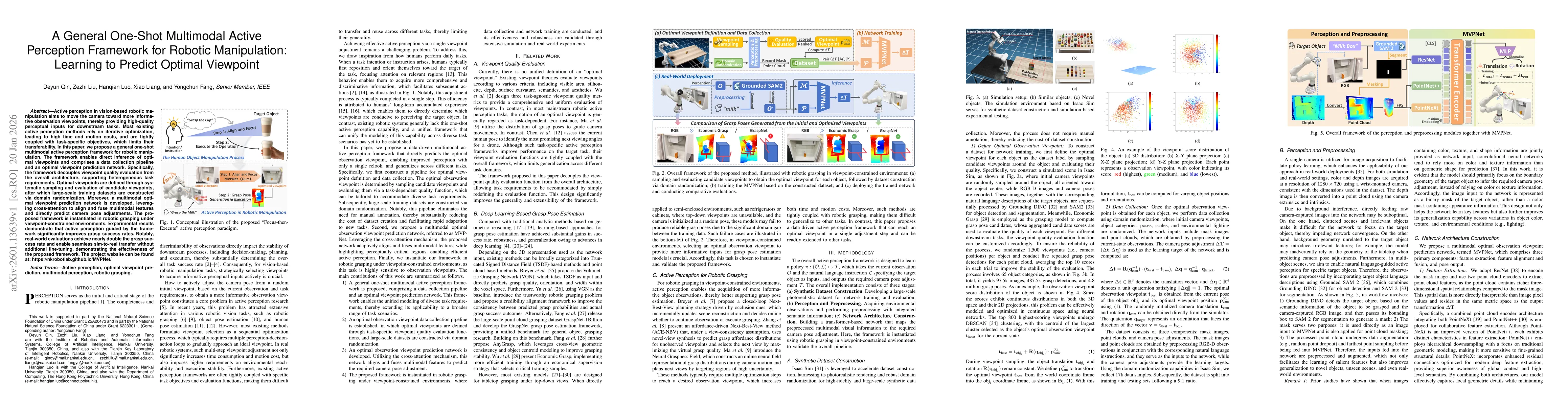 Thumbnail for A General One-Shot Multimodal Active Perception Framework for Robotic Manipulation: Learning to Predict Optimal Viewpoint