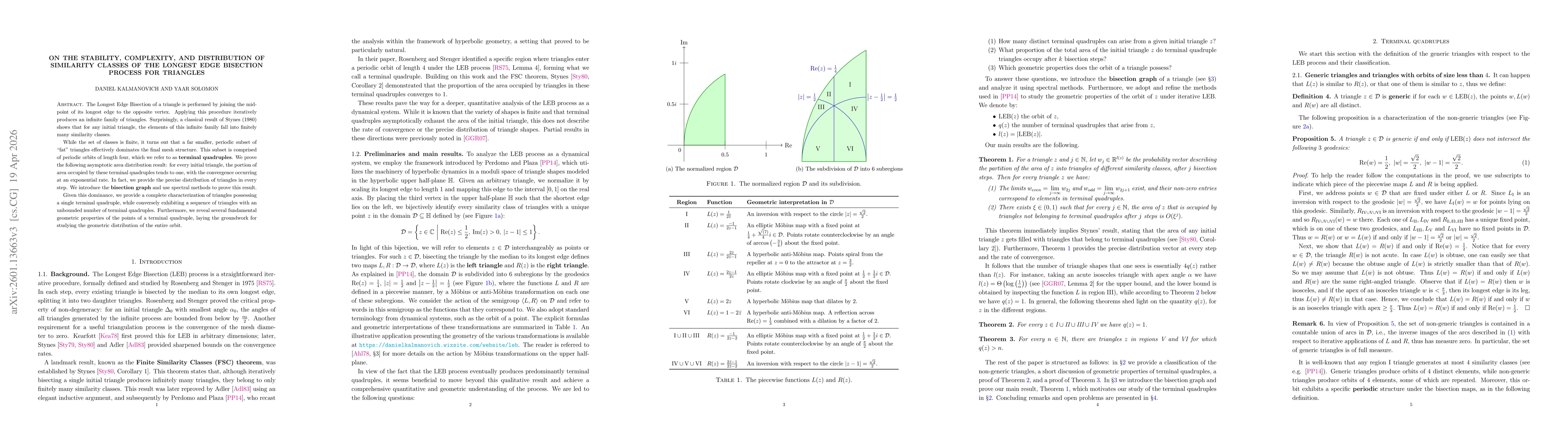 Thumbnail for On the stability, complexity, and distribution of similarity classes of the longest edge bisection process for triangles