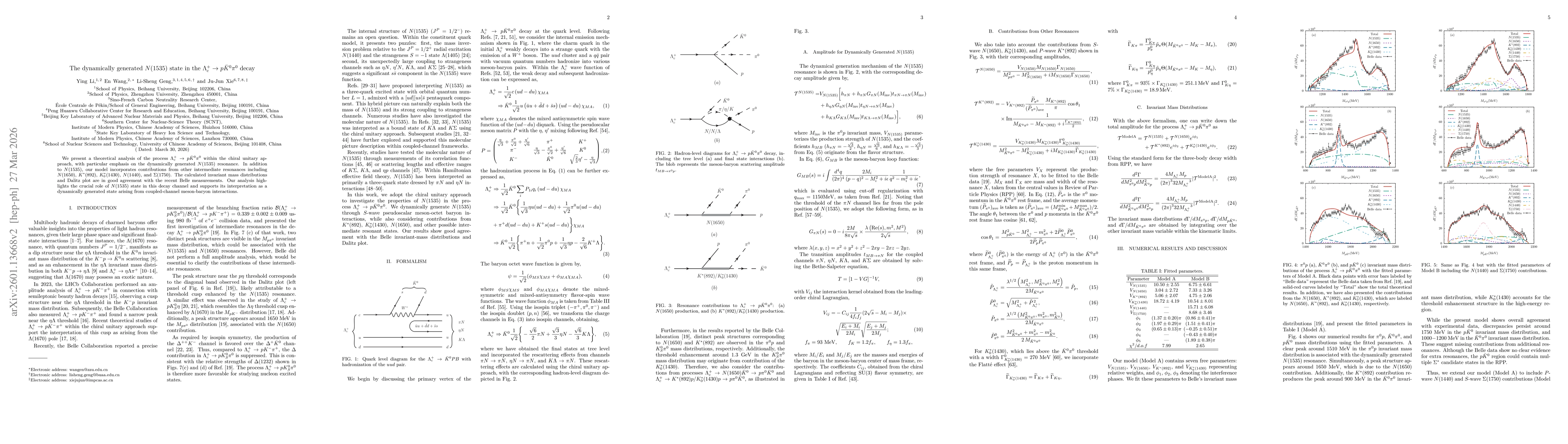 Thumbnail for The dynamically generated $N(1535)$ state in the $Λ_c^+ \to p\bar{K}^0 π^0$ decay