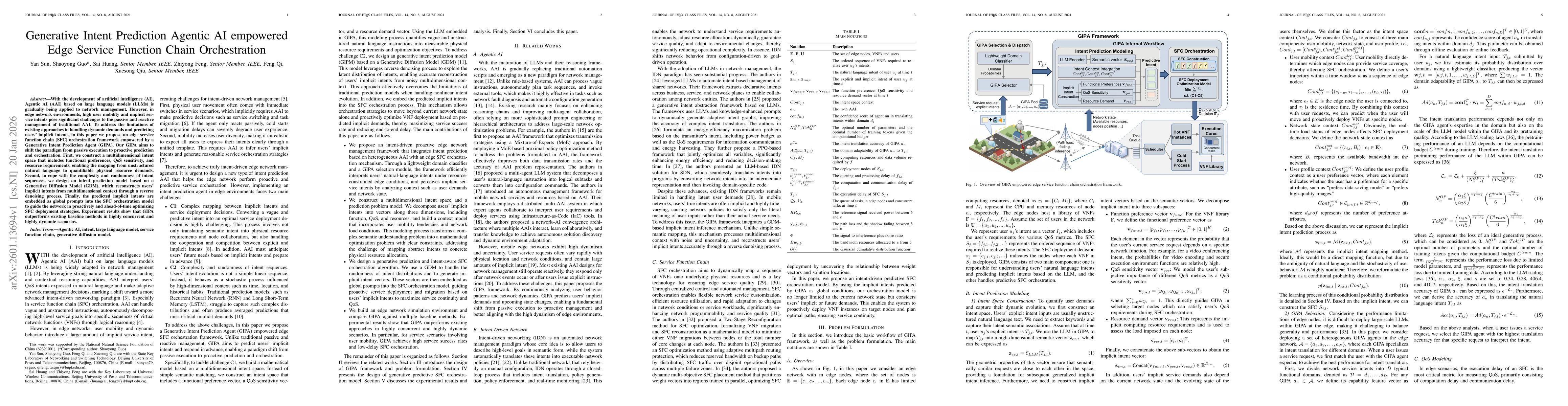Thumbnail for Generative Intent Prediction Agentic AI empowered Edge Service Function Chain Orchestration