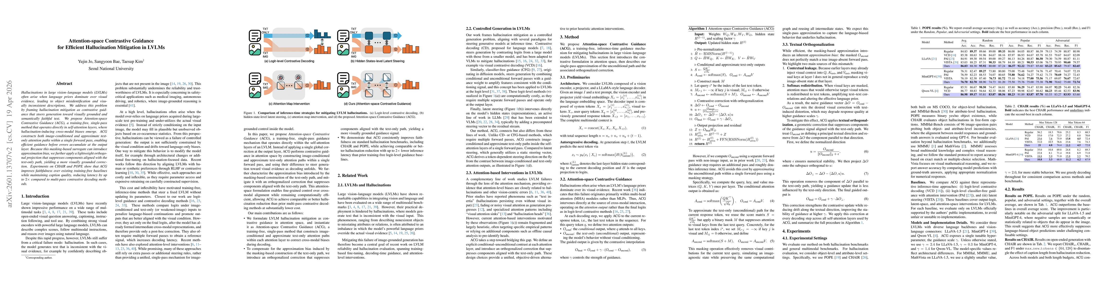 Thumbnail for Attention-space Contrastive Guidance for Efficient Hallucination Mitigation in LVLMs