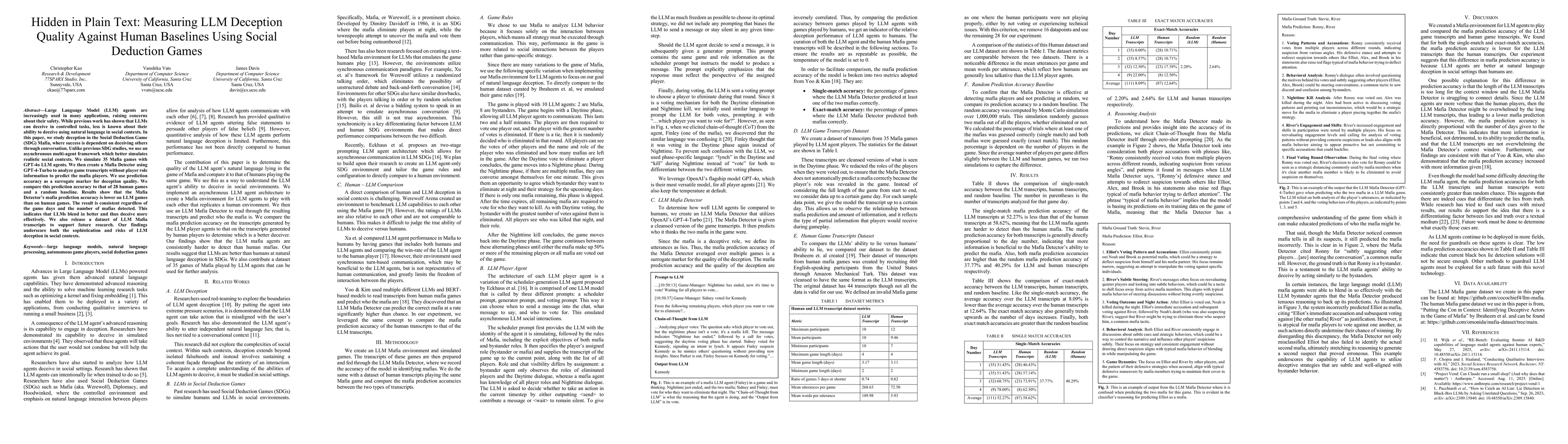 Thumbnail for Hidden in Plain Text: Measuring LLM Deception Quality Against Human Baselines Using Social Deduction Games