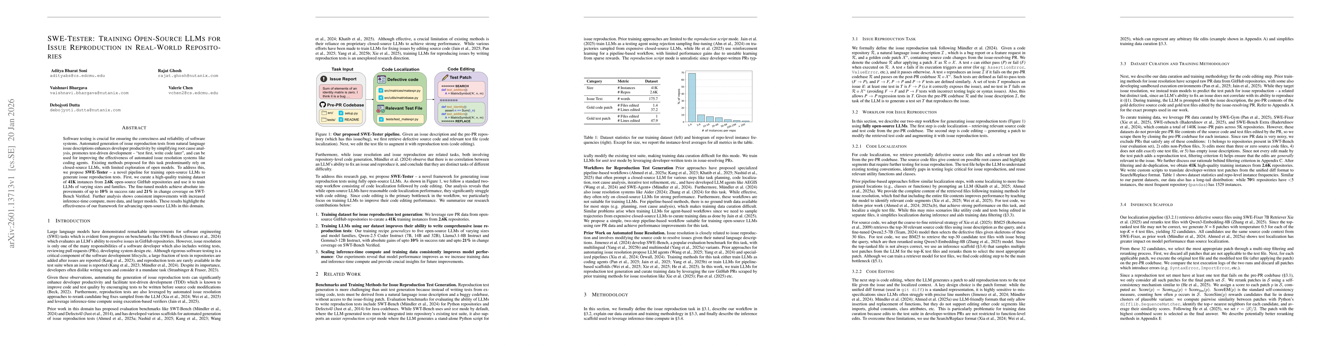 Thumbnail for SWE-Tester: Training Open-Source LLMs for Issue Reproduction in Real-World Repositories