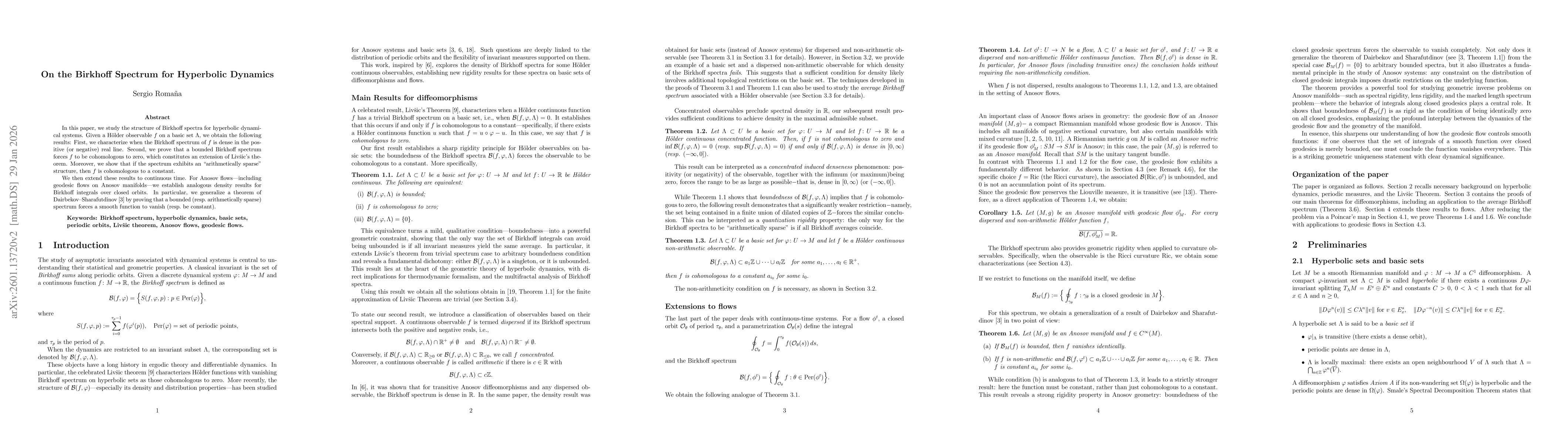 Thumbnail for On the Birkhoff Spectrum for Hyperbolic Dynamics