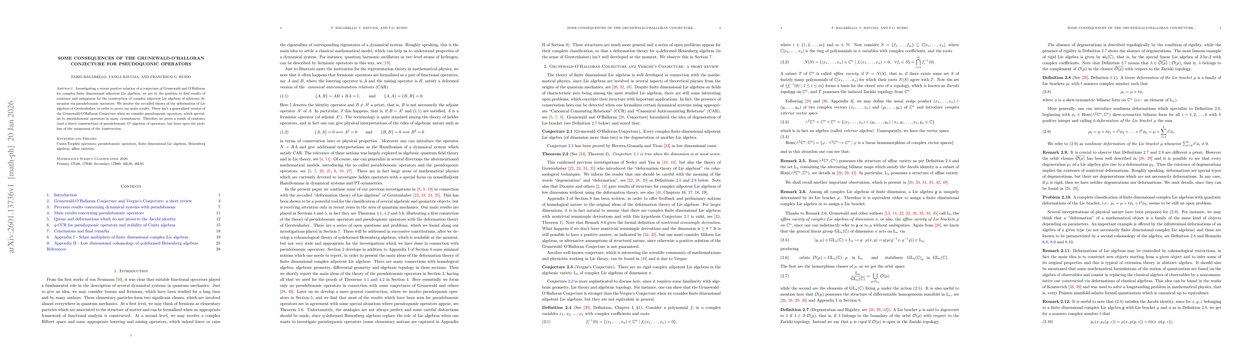 Thumbnail for Some Consequences of the Grunewald-O'Halloran Conjecture for Pseudoquonic Operators