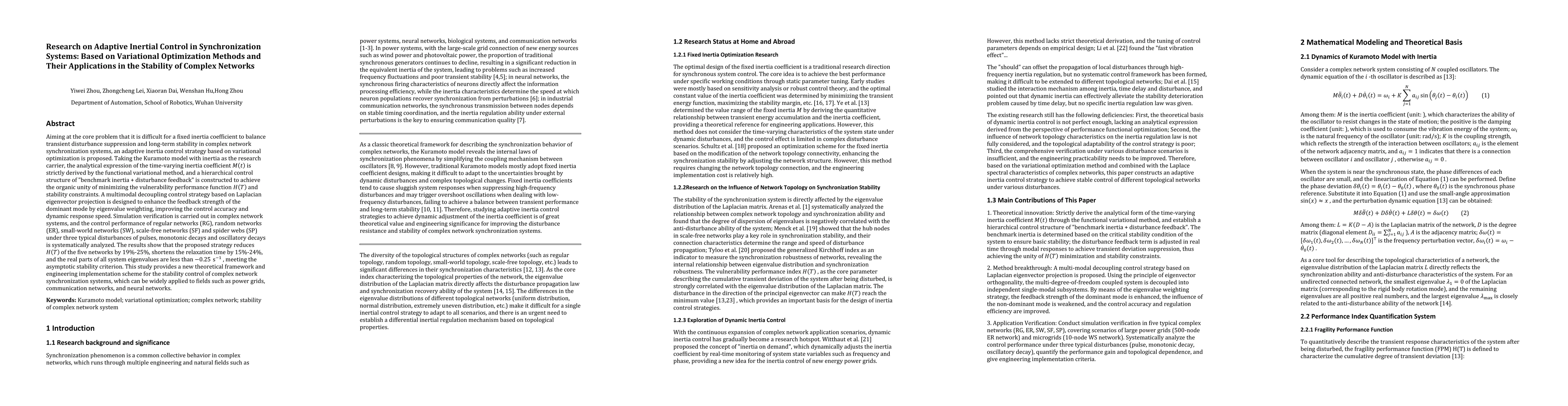 Thumbnail for Research on Adaptive Inertial Control in Synchronization Systems: Based on Variational Optimization Methods and Their Applications in the Stability of Complex Networks