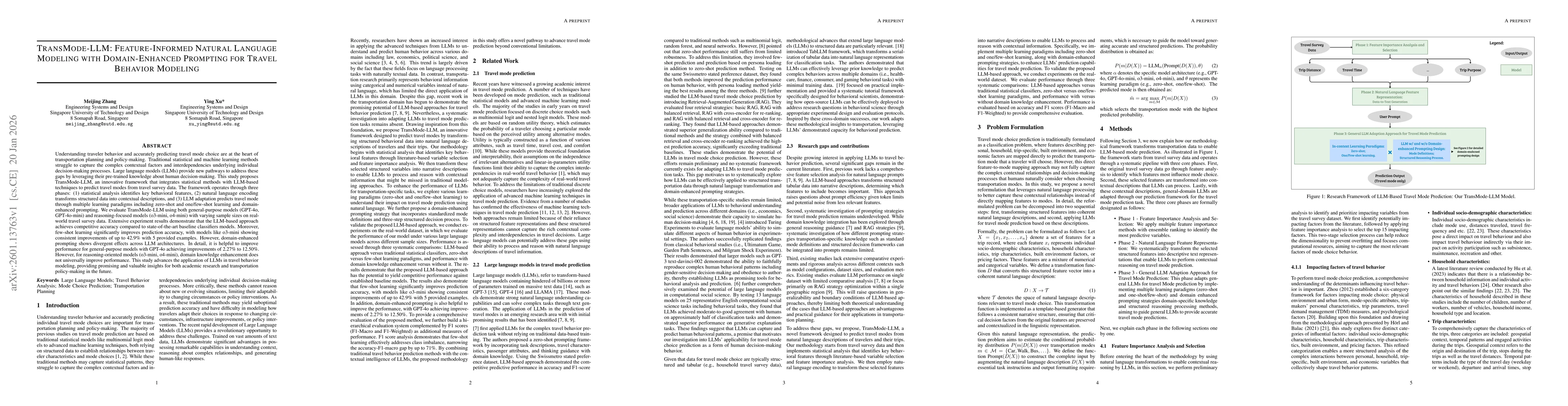 Thumbnail for TransMode-LLM: Feature-Informed Natural Language Modeling with Domain-Enhanced Prompting for Travel Behavior Modeling