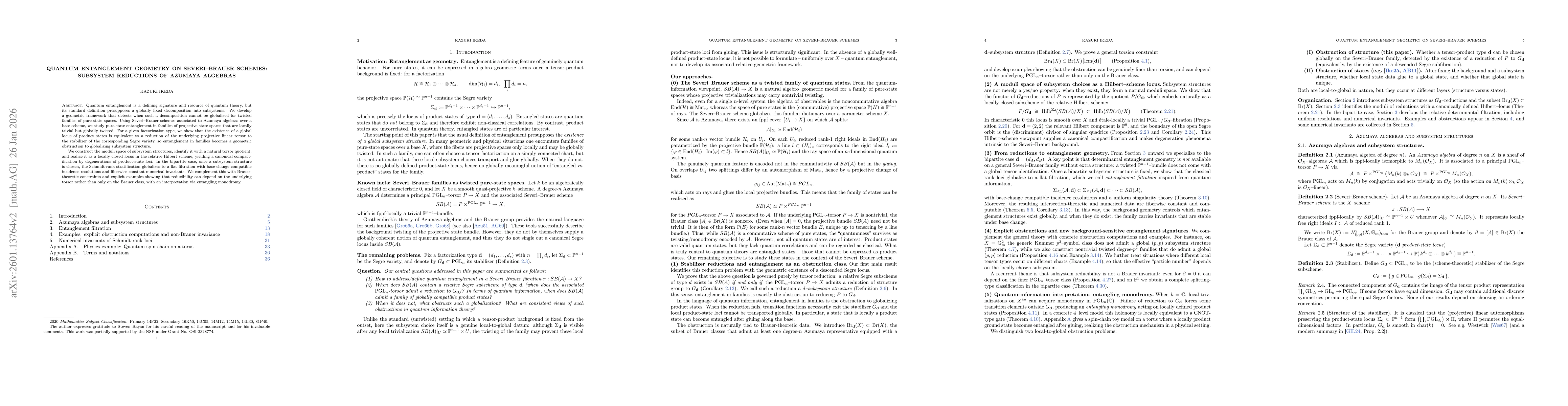 Thumbnail for Quantum Entanglement Geometry on Severi-Brauer Schemes: Subsystem Reductions of Azumaya Algebras