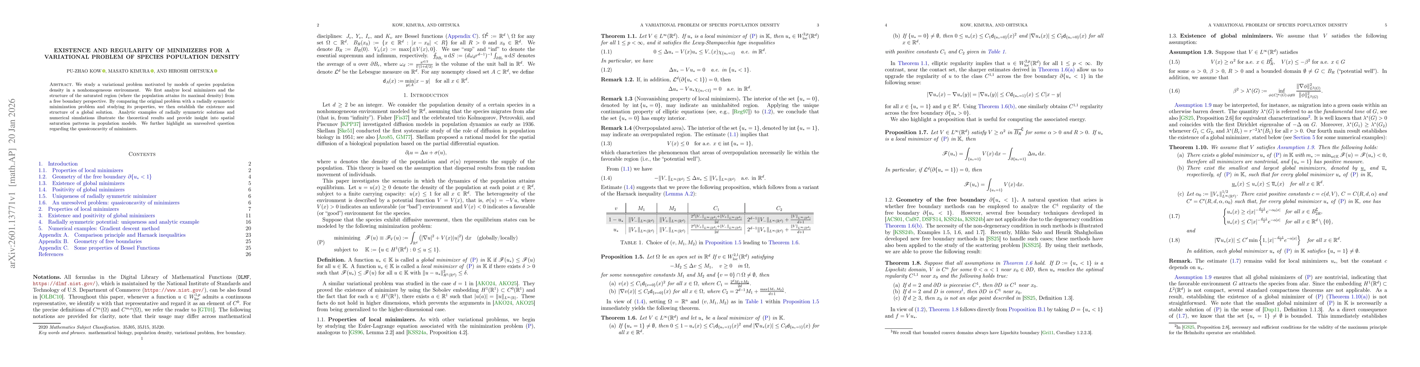 Thumbnail for Existence and regularity of minimizers for a variational problem of species population density