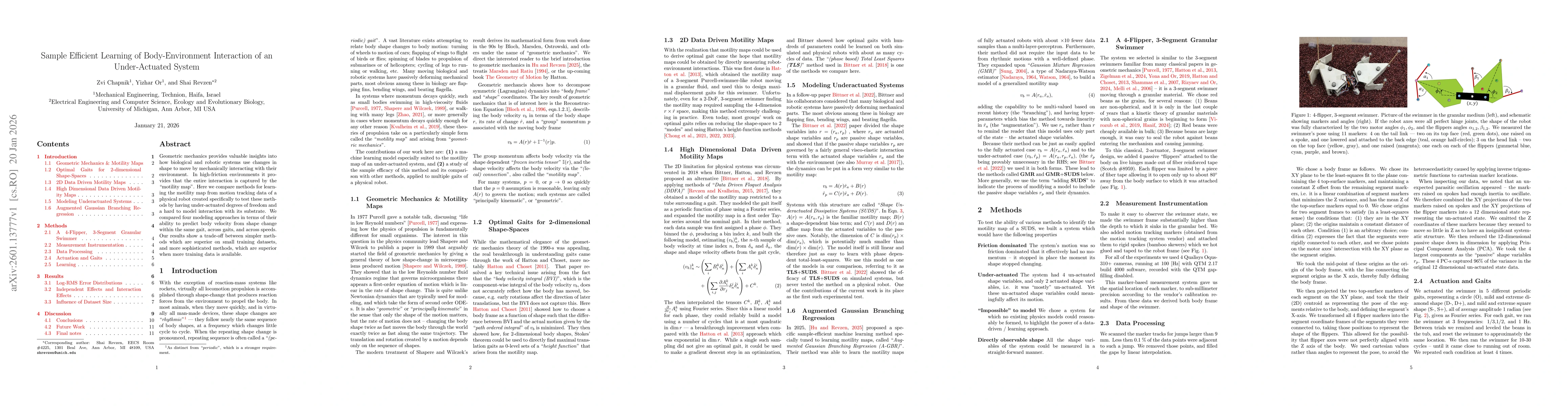 Thumbnail for Sample Efficient Learning of Body-Environment Interaction of an Under-Actuated System