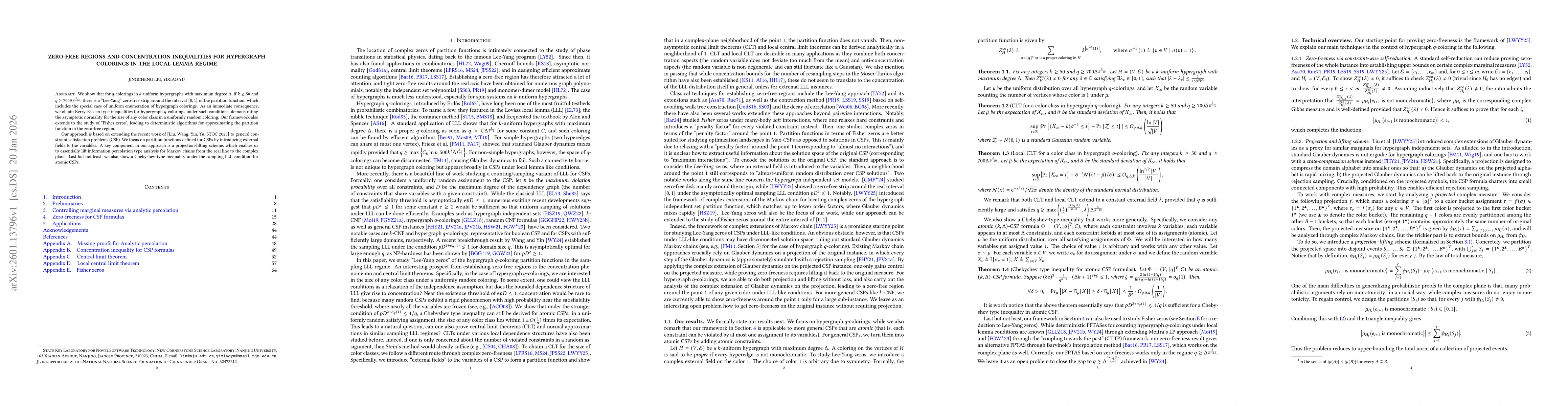 Thumbnail for Zero-free regions and concentration inequalities for hypergraph colorings in the local lemma regime