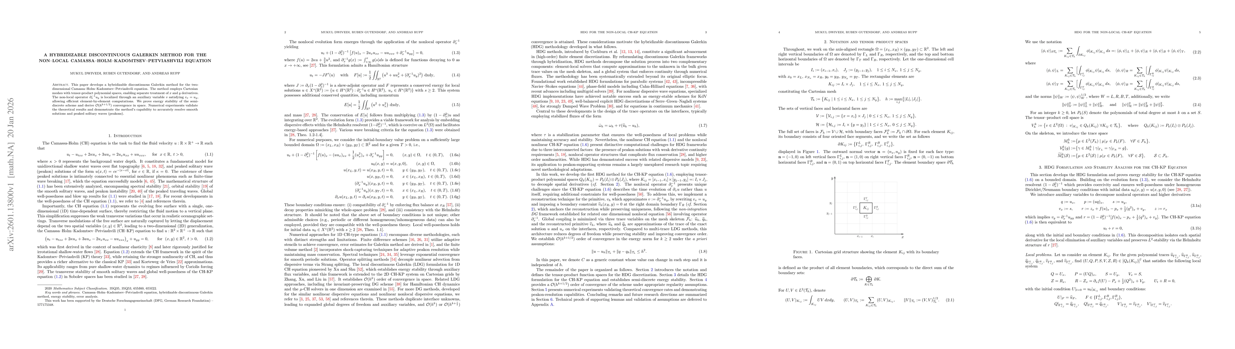 Thumbnail for A Hybridizable Discontinuous Galerkin Method for the non--local Camassa--Holm--Kadomtsev--Petviashvili equation