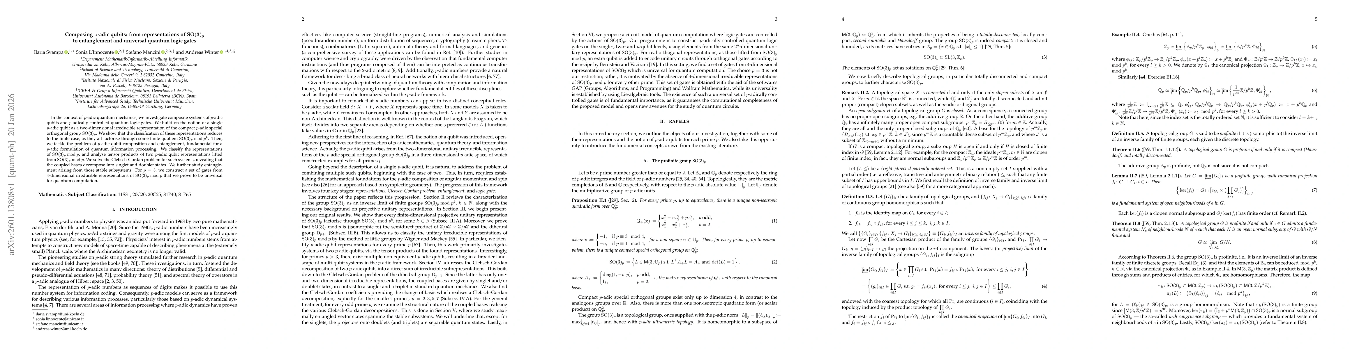 Thumbnail for Composing $p$-adic qubits: from representations of SO(3)$_p$ to entanglement and universal quantum logic gates