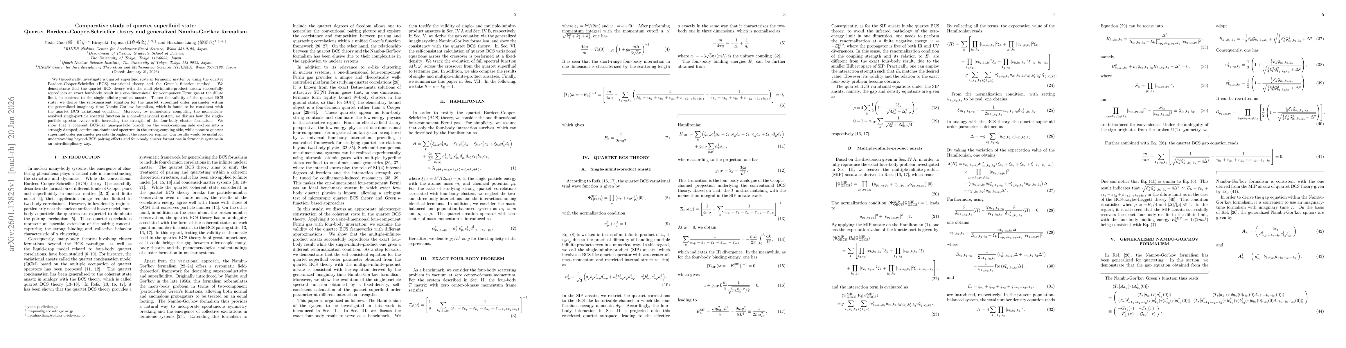 Thumbnail for Comparative study of quartet superfluid state: Quartet Bardeen-Cooper-Schrieffer theory and generalized Nambu-Gor'kov formalism