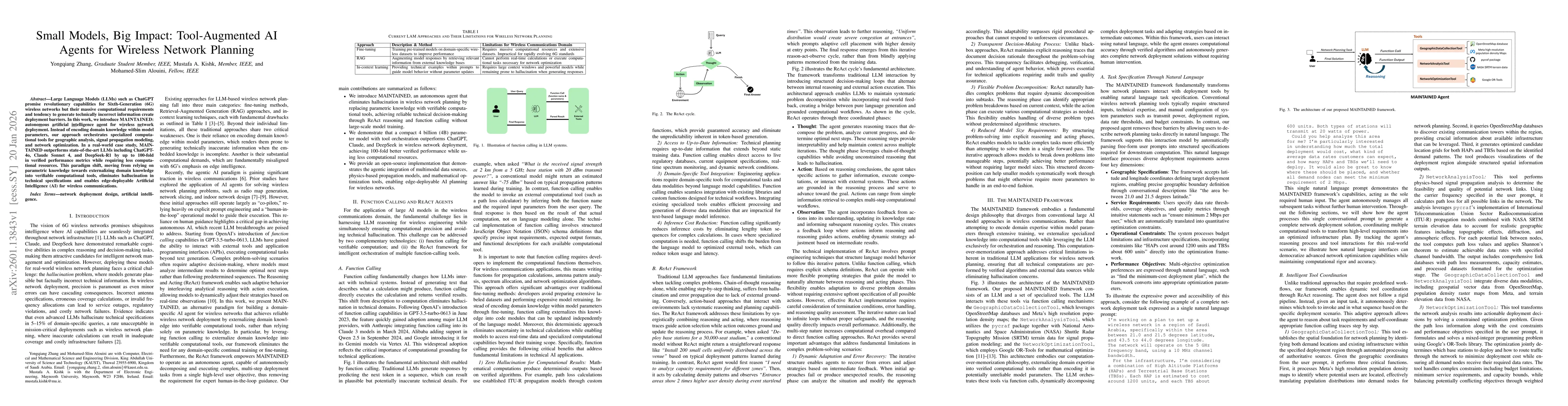 Thumbnail for Small Models, Big Impact: Tool-Augmented AI Agents for Wireless Network Planning