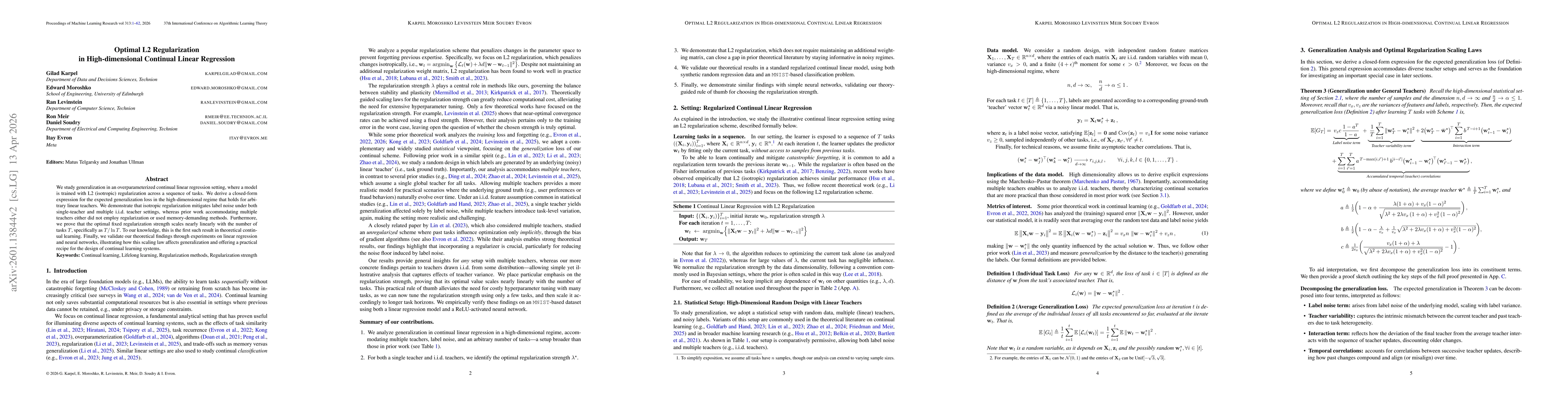 Thumbnail for Optimal L2 Regularization in High-dimensional Continual Linear Regression