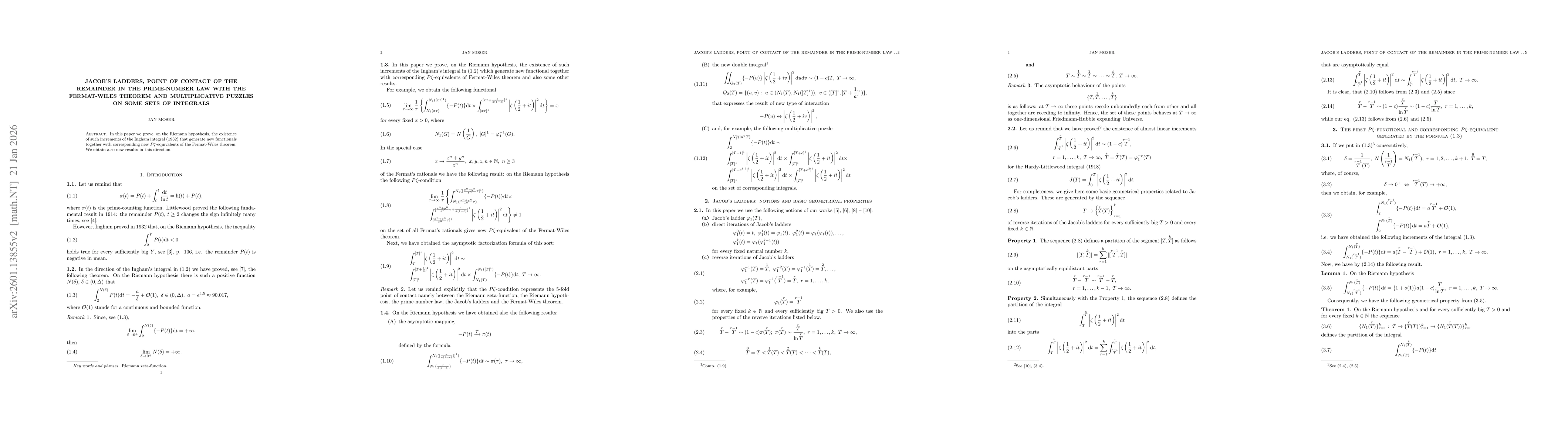 Thumbnail for Jacob's ladders, point of contact of the remained in the prime-number law with the Fermat-Wiles theorem and multiplicative puzzles on some sets of integrals