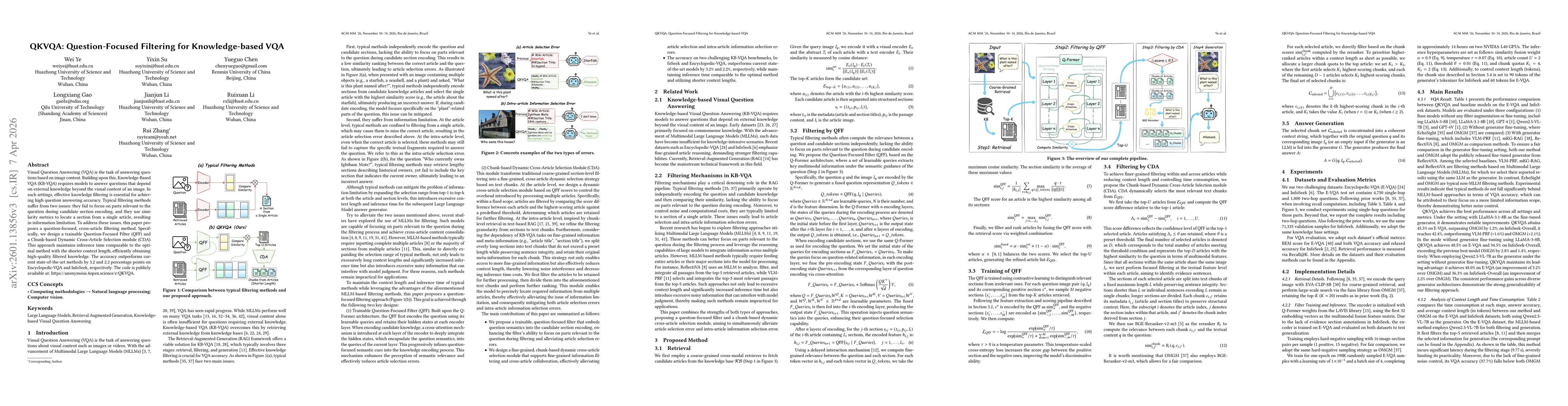 Thumbnail for Question-Focused Filtering for Knowledge-based VQA
