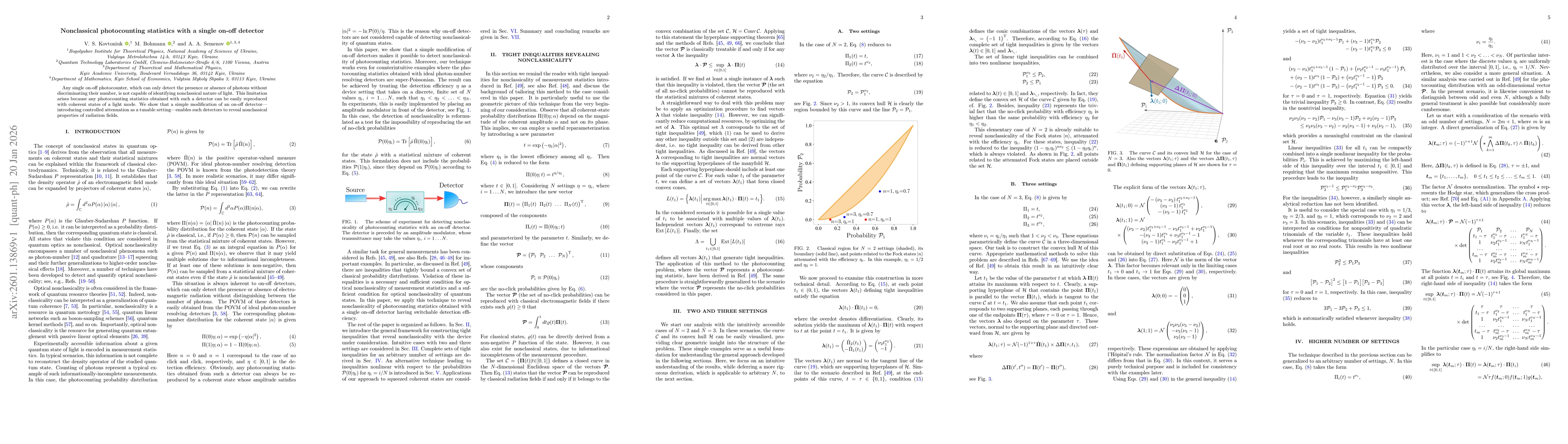 Thumbnail for Nonclassical photocounting statistics with a single on-off detector