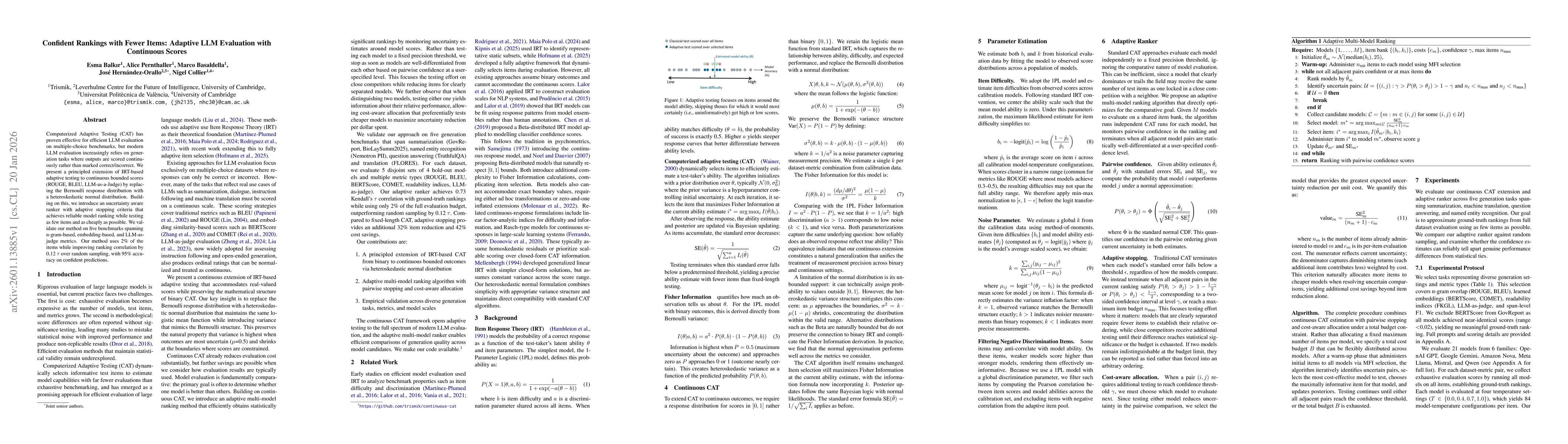 Thumbnail for Confident Rankings with Fewer Items: Adaptive LLM Evaluation with Continuous Scores