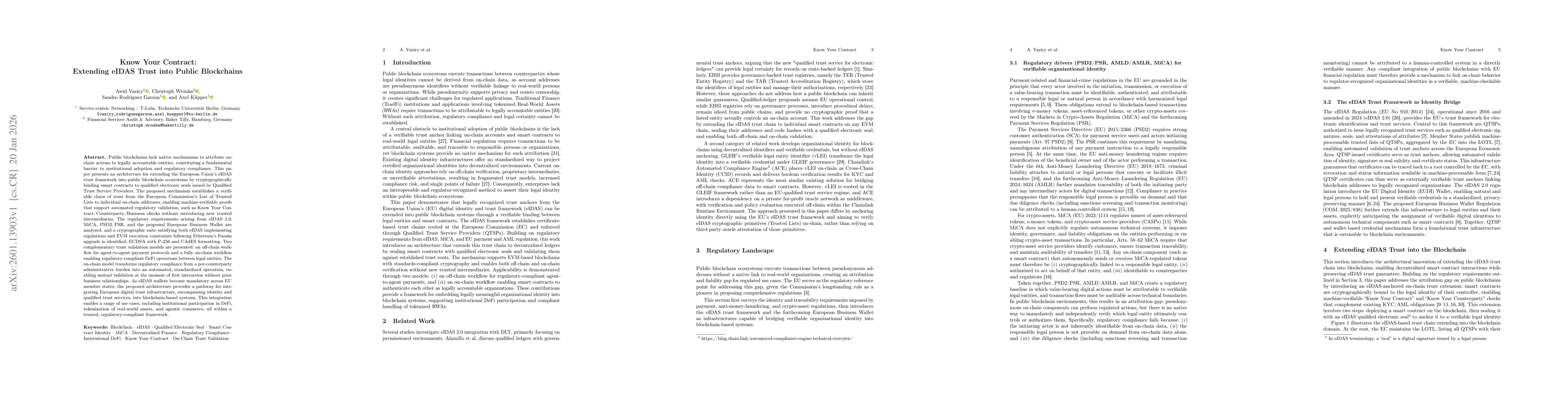 Thumbnail for Know Your Contract: Extending eIDAS Trust into Public Blockchains