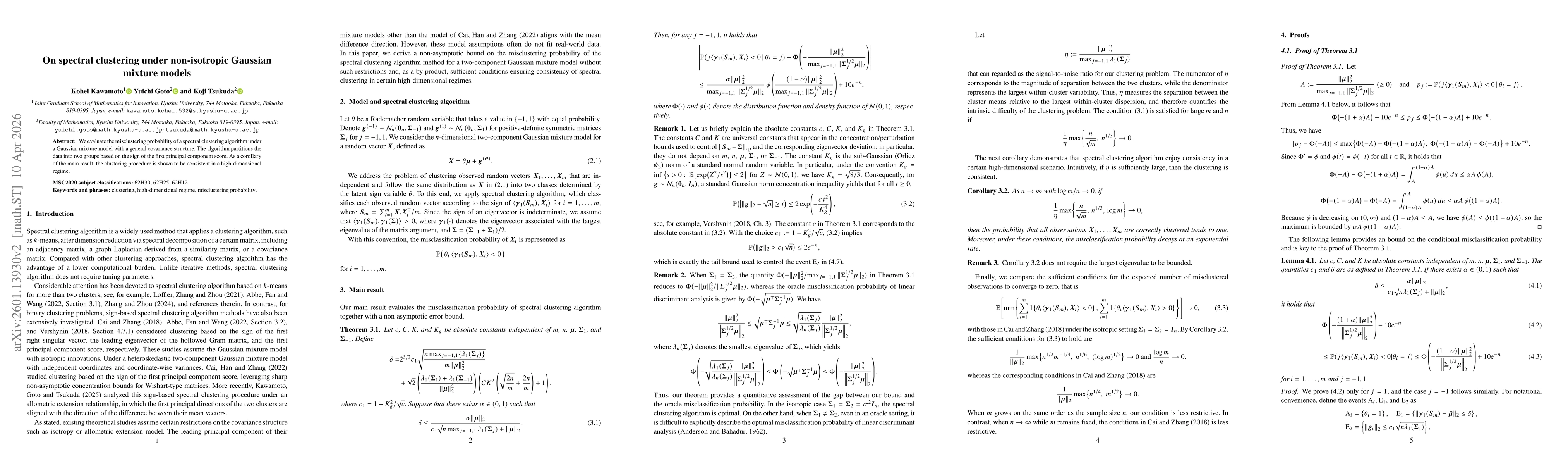 Thumbnail for On spectral clustering under non-isotropic Gaussian mixture models