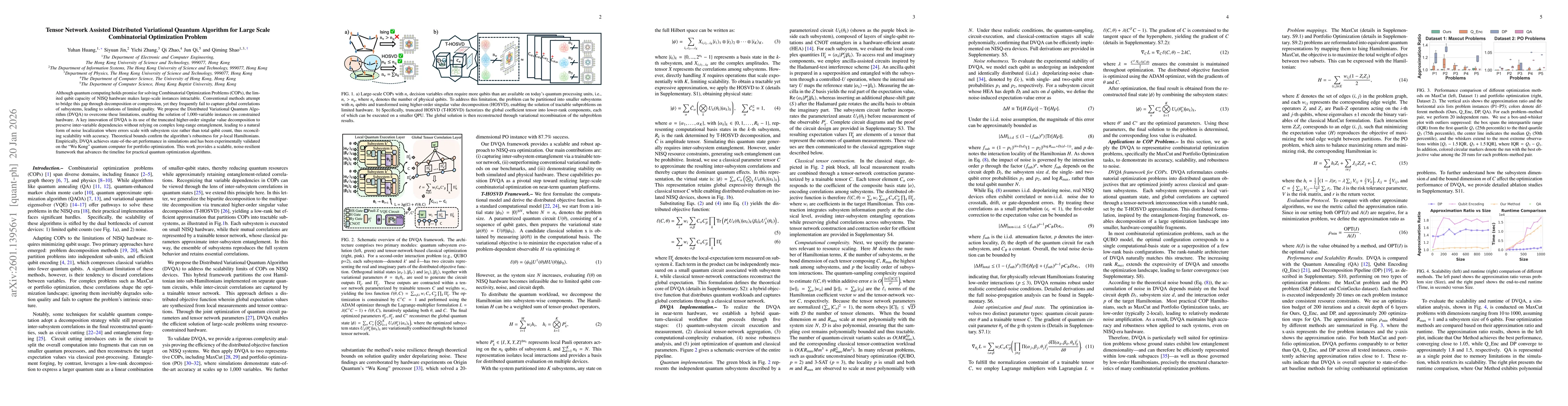 Thumbnail for Tensor Network Assisted Distributed Variational Quantum Algorithm for Large Scale Combinatorial Optimization Problem