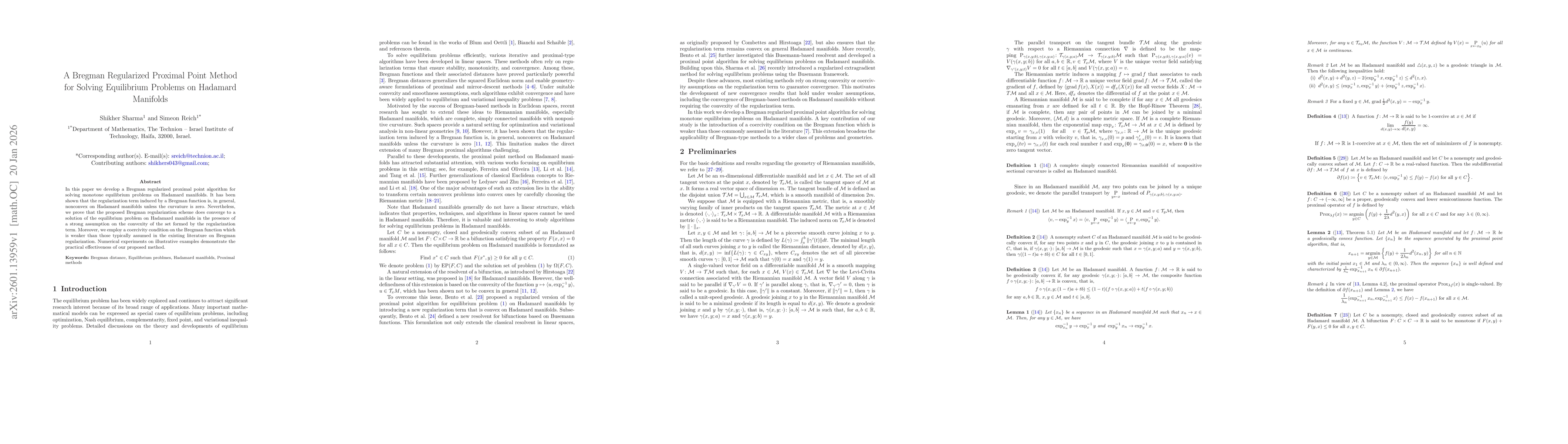 Thumbnail for A Bregman Regularized Proximal Point Method for Solving Equilibrium Problems on Hadamard Manifolds
