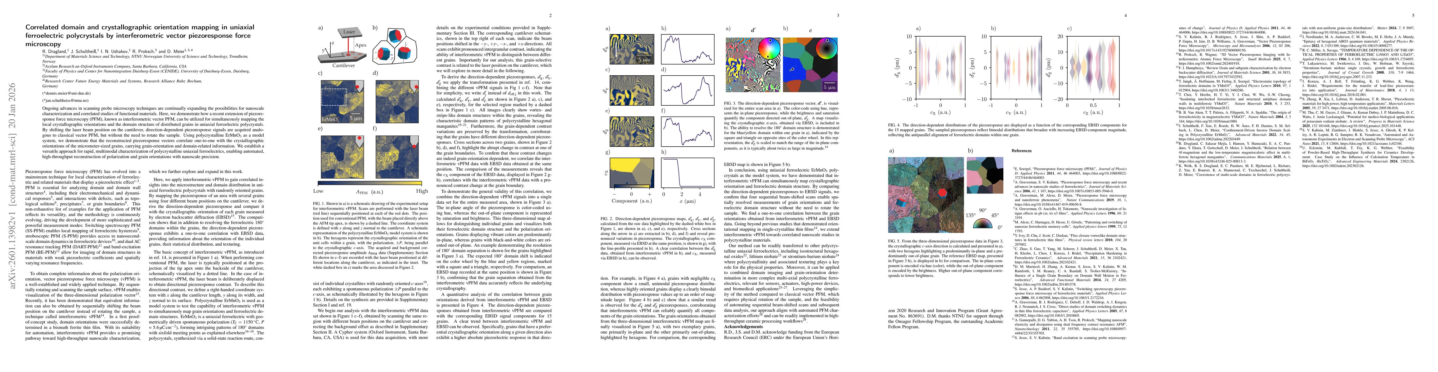 Thumbnail for Correlated domain and crystallographic orientation mapping in uniaxial ferroelectric polycrystals by interferometric vector piezoresponse force microscopy