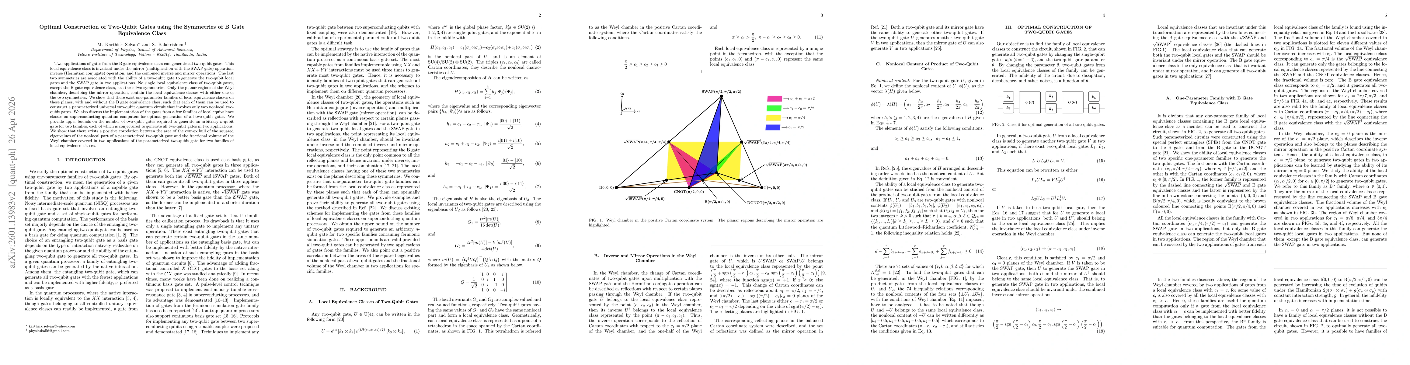 Thumbnail for Optimal Construction of Two-Qubit Gates using the Symmetries of B Gate Equivalence Class