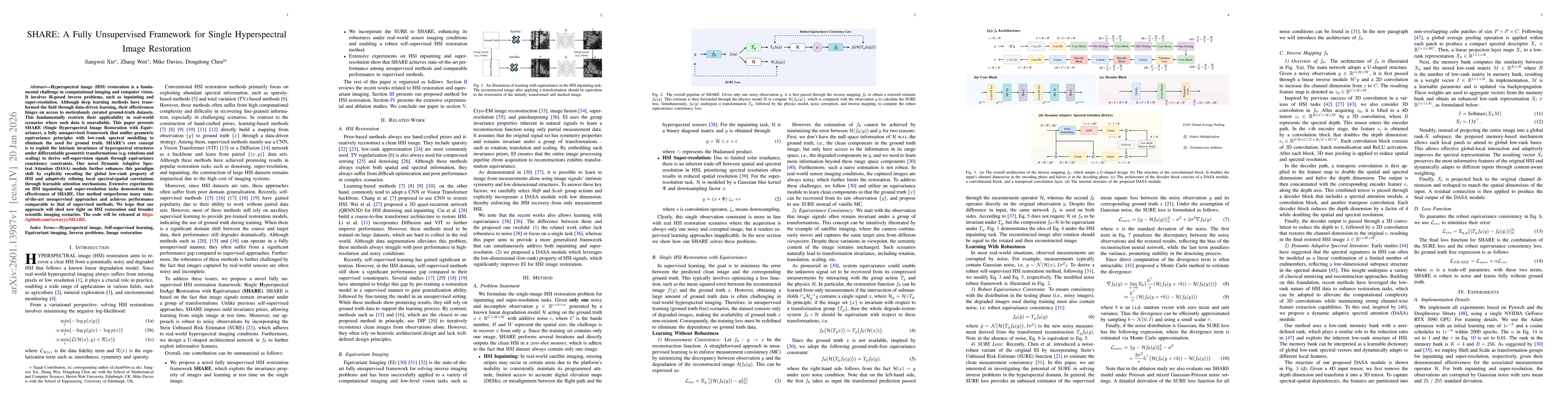 Thumbnail for SHARE: A Fully Unsupervised Framework for Single Hyperspectral Image Restoration