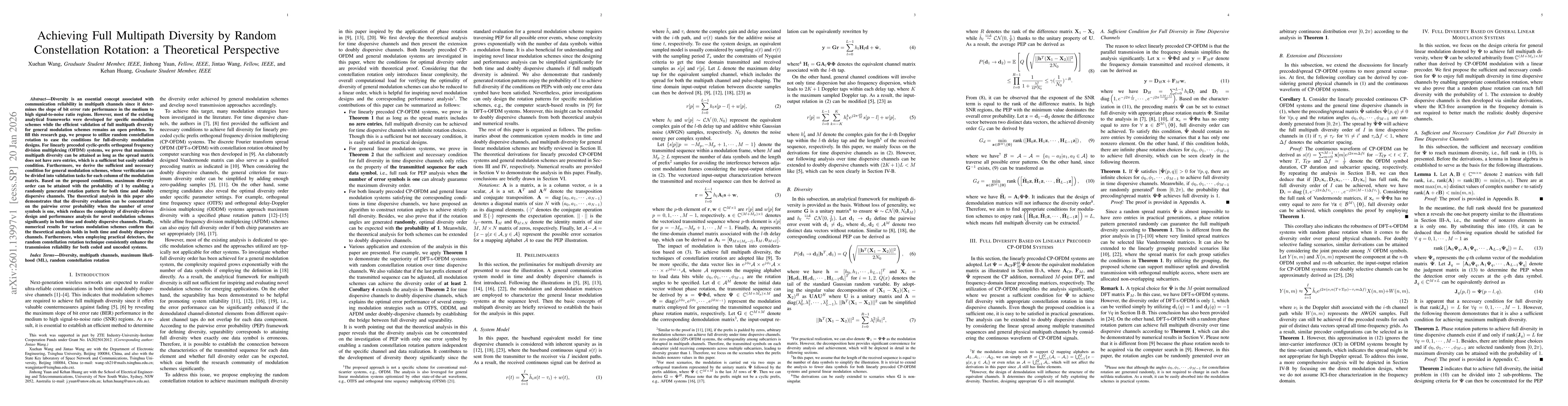 Thumbnail for Achieving Full Multipath Diversity by Random Constellation Rotation: a Theoretical Perspective