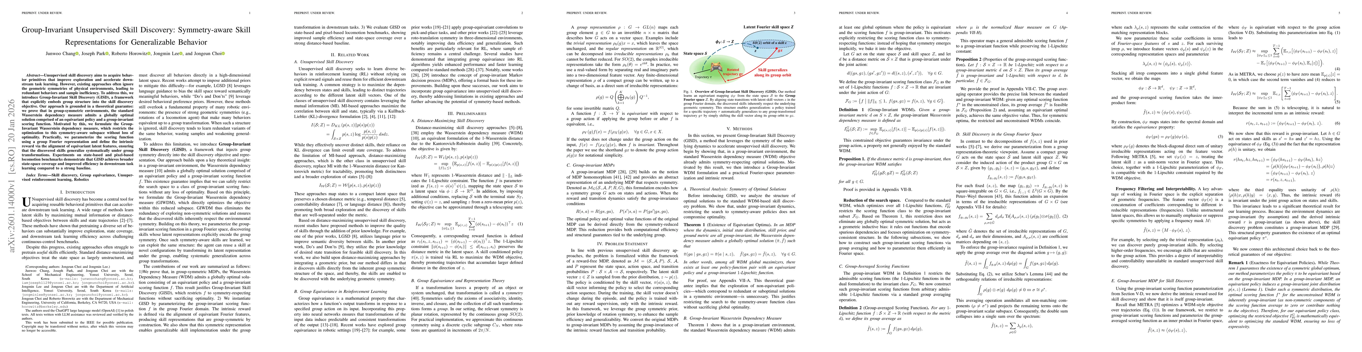 Thumbnail for Group-Invariant Unsupervised Skill Discovery: Symmetry-aware Skill Representations for Generalizable Behavior