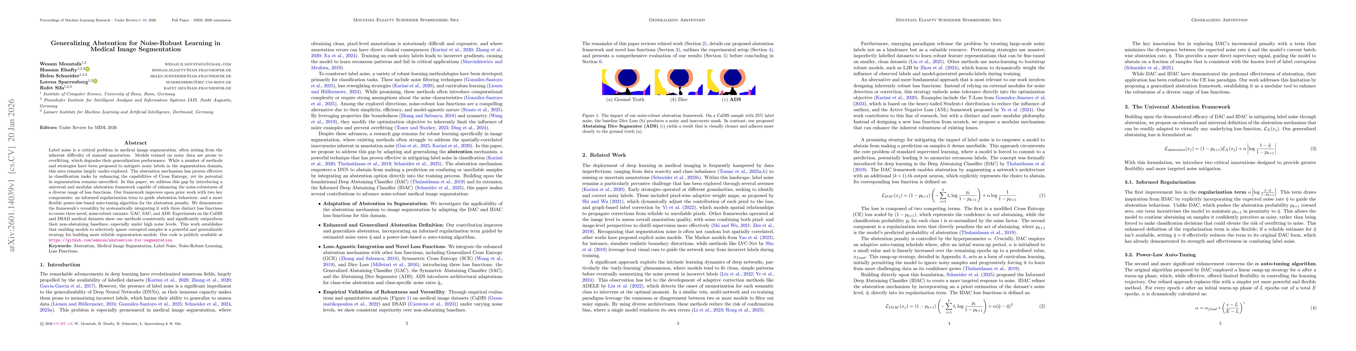 Thumbnail for Generalizing Abstention for Noise-Robust Learning in Medical Image Segmentation